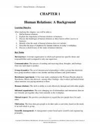 Human Resources Chapter 1 Human Relations Background Human Relations Background Learning Objective After Studying