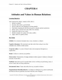 Human Resources Chapter 4 Attitudes And Values Human Relations Attitudes And Values Human Relations