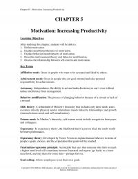 Human Resources Chapter 5 Motivation Increasing Productivity Motivation Increasing Productivity Learning Objectives After Studying
