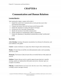 Human Resources Chapter 6 Communication And Human Relations Communication And Human Relations Learning Objectives