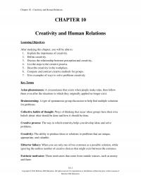 Human Resources Chapter 10 Creativity And Human Relations Creativity And Human Relations Learning Objectives
