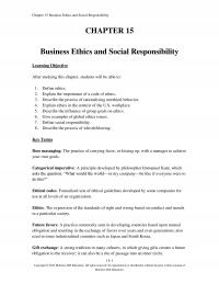 Human Resources Chapter 15 Business Ethics And Social Responsibility Business Ethics And Social Responsibility