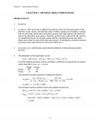 Investments & Securities Chapter 7 Optimal Risky Portfolios Optimal Risky Portfolios Problem Sets And And