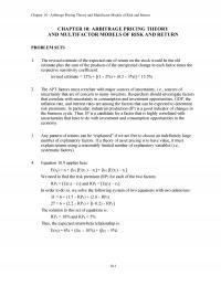 Investments & Securities Chapter 10 Arbitrage Pricing Theory And Multifactor Models Risk And Return Arbitrage