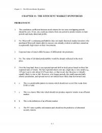 Investments & Securities Chapter 11 The Efficient Market Hypothesis The Efficient Market Hypothesis Problem Sets