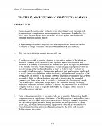 Investments & Securities Chapter 17 Macroeconomic And Industry Analysis Macroeconomic And Industry Analysis Problem Sets