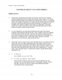 Investments & Securities Chapter 18 Equity Valuation Models Equity Valuation Models Problem Sets Theoretically Dividend