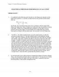 Investments & Securities Chapter 24 Portfolio Performance Evaluation Portfolio Performance Evaluation Problem Sets Established The