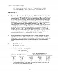 Investments & Securities Chapter 25 International Diversification International Diversification Problem Sets International Investing Raises Questions