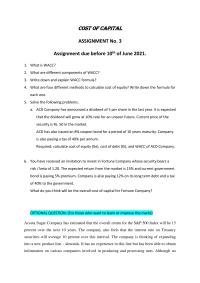Cost Of Capital Assignment – Wacc