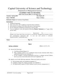 Cost Accounting Worksheet