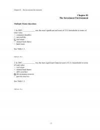 Investments & Securities Chapter 1 The Investment Environment The Investment Environment Multiple Choice Questions Was