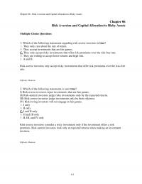 Investments & Securities Chapter 6 Risk Aversion And Capital Allocation Risky Assets Risk Aversion And