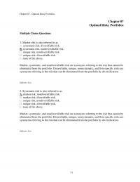 Investments & Securities Chapter 7 Optimal Risky Portfolios Optimal Risky Portfolios Multiple Choice Questions Market