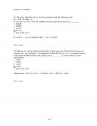 Investments & Securities Chapter 8 Index Models The Index Model For Stock Has Been Estimated With