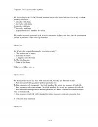 Investments & Securities Chapter 9 The Capital Asset Pricing Model According The Capm The Risk Premium