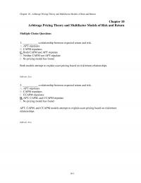 Investments & Securities Chapter 10 Arbitrage Pricing Theory And Multifactor Models Risk And Return Arbitrage