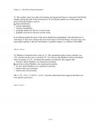 Investments & Securities Chapter 11 The Efficient Market Hypothesis The Weather Report Says That Devastating And