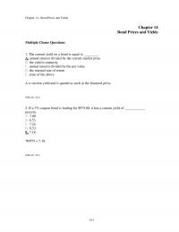Investments & Securities Chapter 14 Bond Prices And Yields Bond Prices And Yields Multiple Choice