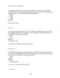 Investments & Securities Chapter 18 Equity Valuation Models High Tech Chip Company Expected Have Eps The