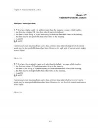 Investments & Securities Chapter 19 Financial Statement Analysis Financial Statement Analysis Multiple Choice Questions Firm