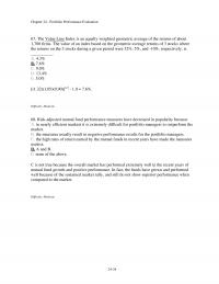 Investments & Securities Chapter 24 Portfolio Performance Evaluation The Value Line Index Equally Weighted Geometric Average