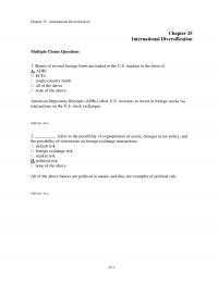 Investments & Securities Chapter 25 International Diversification International Diversification Multiple Choice Questions Shares Several Foreign