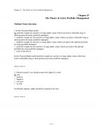 Investments & Securities Chapter 27 The Theory Active Portfolio Management The Theory Active Portfolio Management