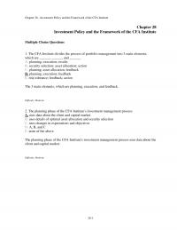 Investments & Securities Chapter 28 Investment Policy And The Framework The Cfa Institute Investment Policy