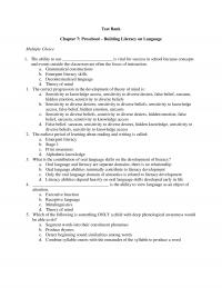 Linguistics Chapter 7 Preschool Building Literacy Language Multiple Choice The Ability Use
