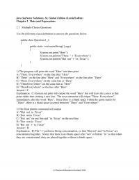 Object-Oriented Software Design Chapter 2 Java Software Solutions Global Edition Lewisloftus Data And Expressions Multiplechoice Questions