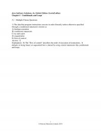 Object-Oriented Software Design Chapter 5 Java Software Solutions Global Edition Lewisloftus Conditionals And Loops Multiplechoice Questions