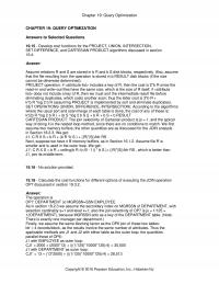 Database Storage & Design Chapter 19 Homework Query Optimization Query Optimization Answers Selected Questions Develop Cost Functions