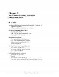 International Business Chapter 2 International Economic Institutions Since World War Outline Introduction International Institutions And