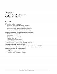 International Business Chapter 3 Comparative Advantage And The Gains From Trade Outline Introduction The Gains