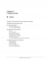 International Business Chapter 7 Commercial Policy Outline Introduction Commercial Policy Tariffs And Arguments For Protection