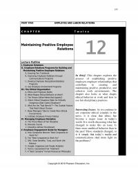 Human Resources Chapter 12 Part Five Employee And Labor Relations Maintaining Positive Employee Relations Lecture Outline