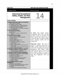 Human Resources Chapter 14 Part Five Employee And Labor Relations Improving Occupational Safety Health And Risk
