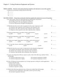Mechanical Engineering Chapter 6 Cooling Production Equipment And Systems Short Answer Write The Word Phrase