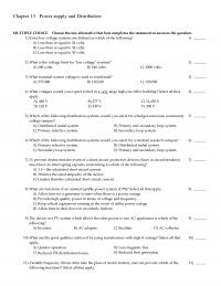 Mechanical Engineering Chapter 13 Power Supply And Distribution Multiple Choice Choose The One Alternative That