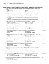 Mechanical Engineering Chapter 17 Lighting Equipment And Systems Multiple Choice Choose The One Alternative That