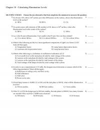 Mechanical Engineering Chapter 18 Calculating Illumination Levels Multiple Choice Choose The One Alternative That Best