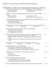 Mechanical Engineering Chapter 20 Noise And Vibrations Mechanical And Electrical Systems Multiple Choice Choose The
