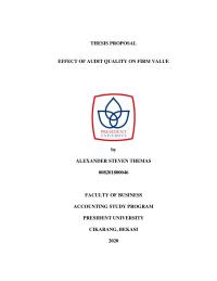 EFFECT OF AUDIT QUALITY ON FIRM VALUE