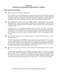 Industrial Engineering Chapter 18 Globalization And Managerial Opportunities For Engineers Discussion Questions Describe Some The