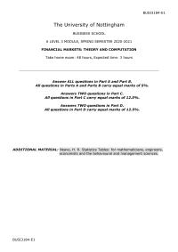 Financial Markets Exam