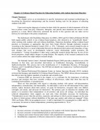 Special Education Chapter 2 Evidencebased Practices For Educating Students With Autism Spectrum Disorders Summary