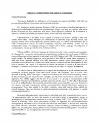 Special Education Chapter 6 Teaching Students With Autism Communicate Summary This Highlights Key
