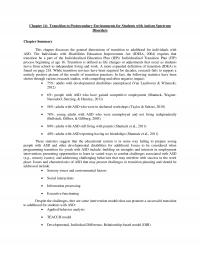 Special Education Chapter 14 Transition Postsecondary Environments For Students With Autism Spectrum Disorders Summary