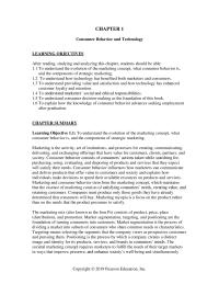 Marketing Chapter 1 Consumer Behavior And Technology Learning Objectives After Reading Studying And Analyzing